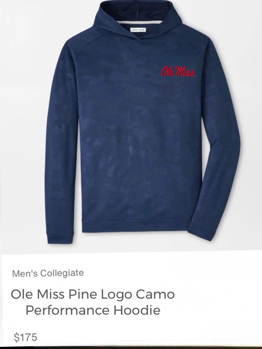 PETER MILLAR Ole Miss Pine Logo Camo Performance Hoodie
